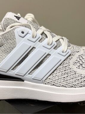 adidas Men's White and Gray Knit Running Sneakers